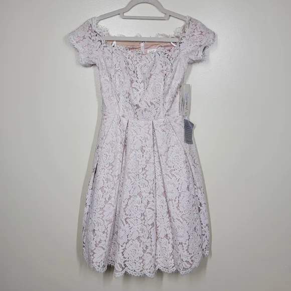 NWT Eliza J off shoulder lace fit and flare white dress size 2 - Picture 4 of 11